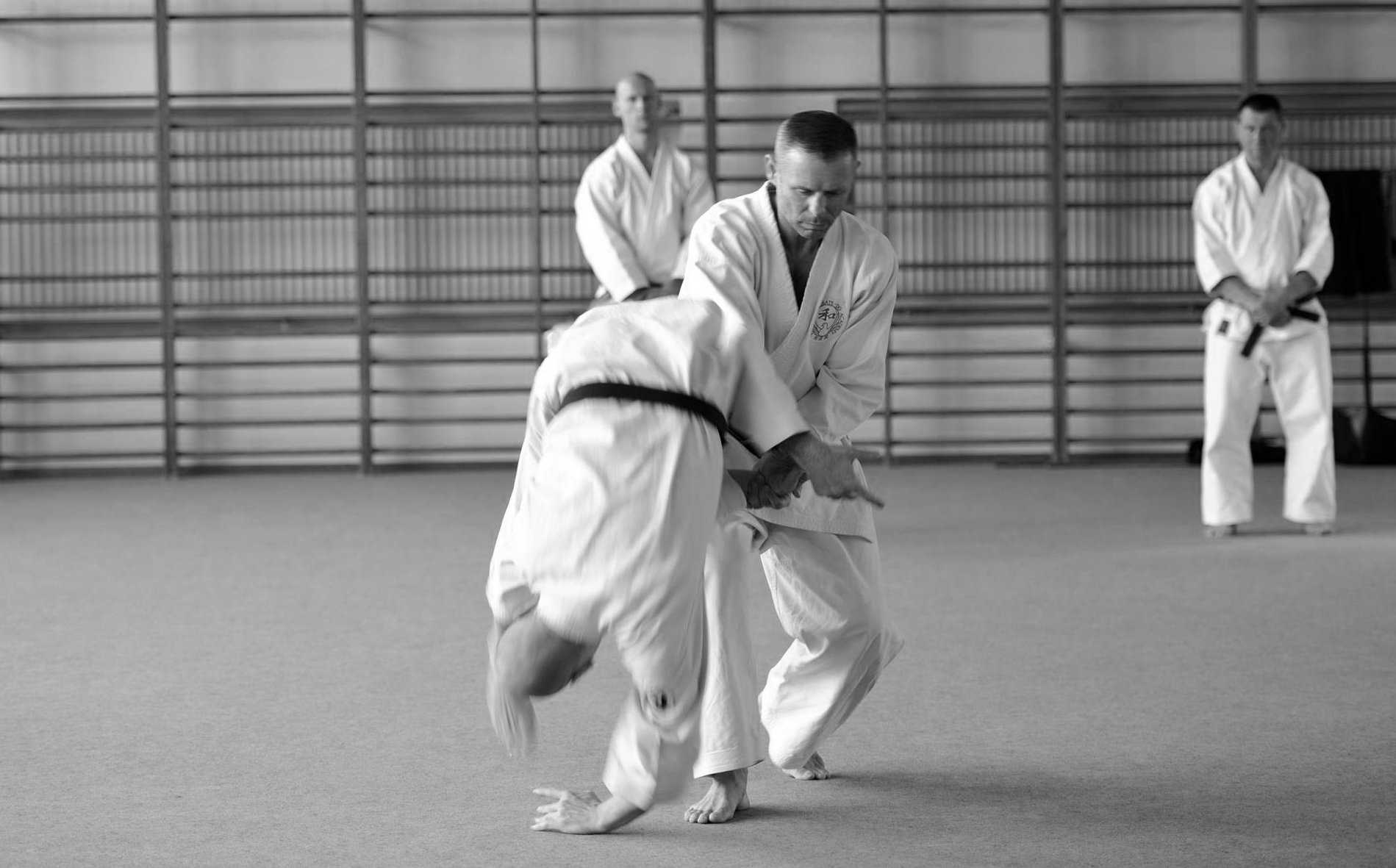 Wado-Ryu Lehrer Roland und Thomas zeigen eine Wurftechnik